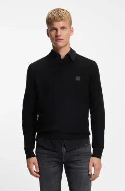 Pullover aus Baumwoll-Piqué mit Logo-Patch