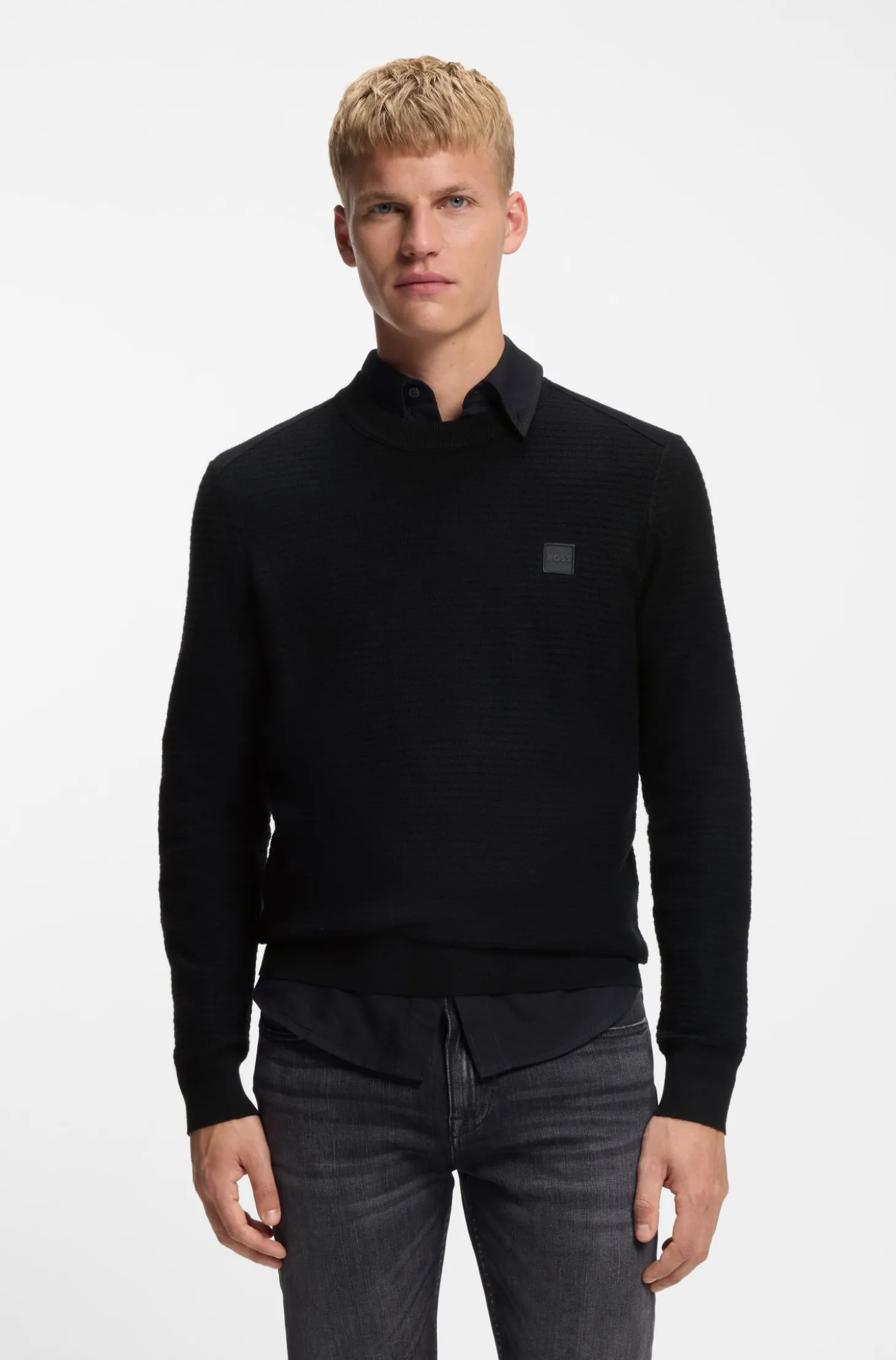 Pullover aus Baumwoll-Piqué mit Logo-Patch