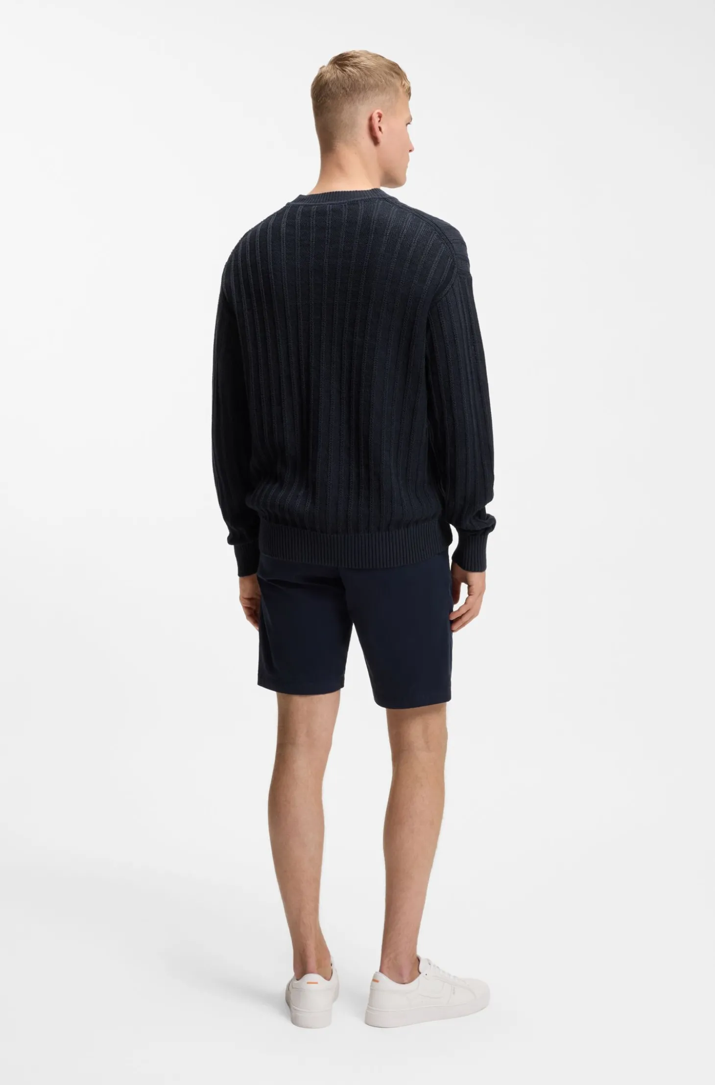 Pullover aus Leinen-Baumwolle mit Strickstruktur