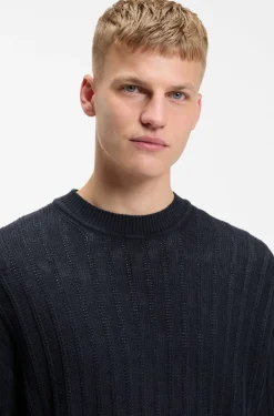 Pullover aus Leinen-Baumwolle mit Strickstruktur