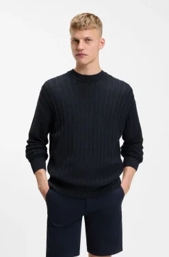 Pullover aus Leinen-Baumwolle mit Strickstruktur
