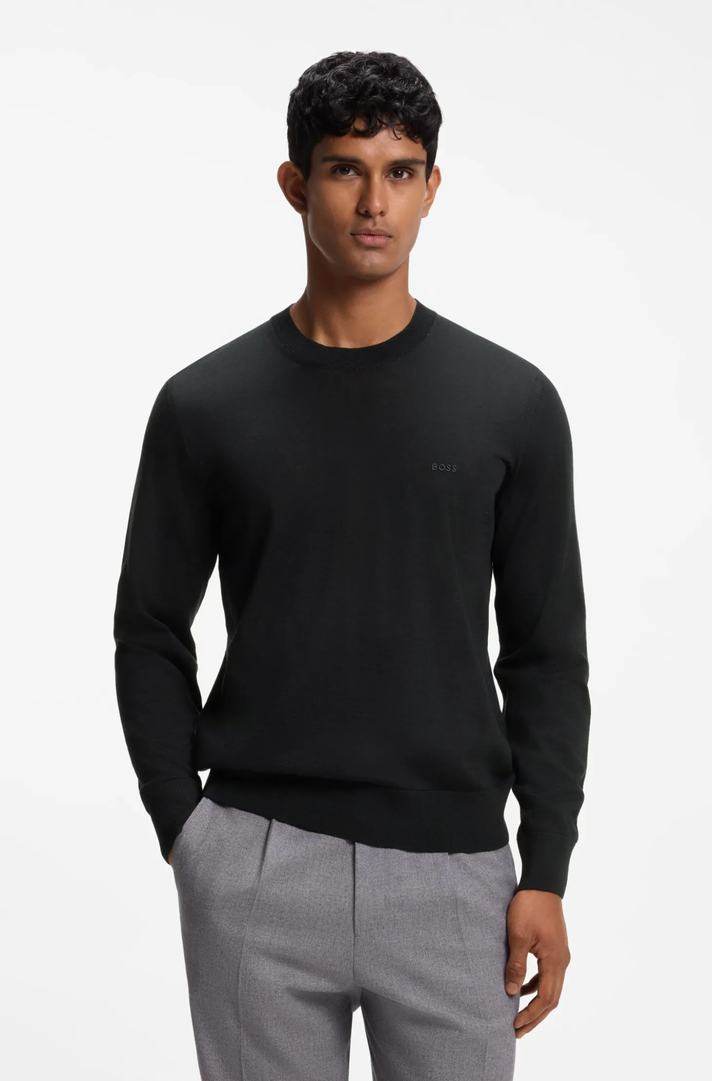 Pullover aus Merinowolle mit Logo-Stickerei