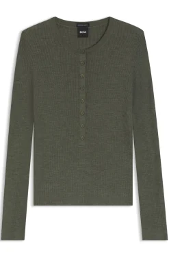 Pullover aus Merinowolle mit Henley-Kragen