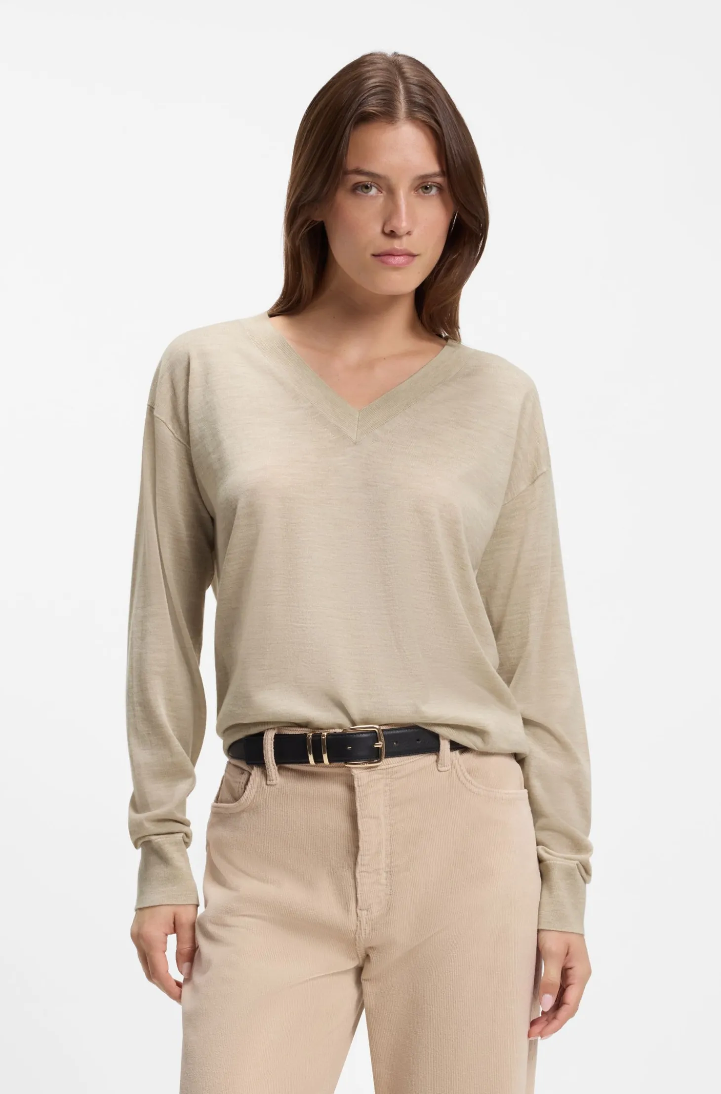 Pullover aus Merinowolle mit V-Ausschnitt