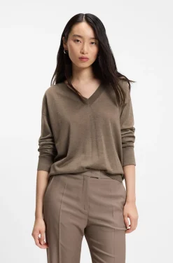 Pullover aus Merinowolle mit V-Ausschnitt