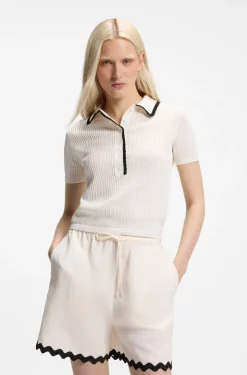 Pullover aus Pointelle-Baumwolle mit Muschelsaum