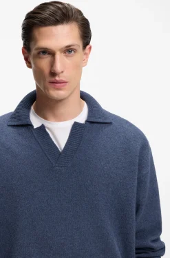 Pullover aus Schurwolle mit Johnny-Kragen