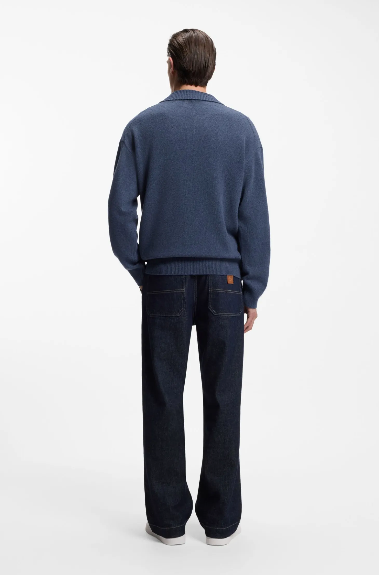 Pullover aus Schurwolle mit Johnny-Kragen