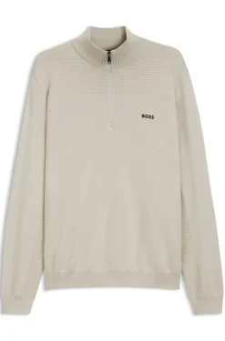 Pullover aus Schurwoll-Mix mit Troyerkragen und Logo