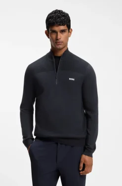 Pullover aus Schurwoll-Mix mit Troyerkragen und Logo