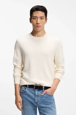Pullover aus Seide und Baumwolle mit Mikro-Karo-Struktur