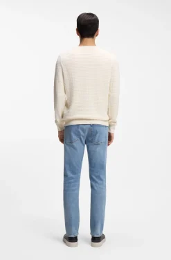 Pullover aus Seide und Baumwolle mit Mikro-Karo-Struktur