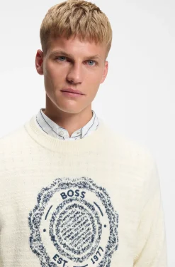 Pullover aus strukturiertem Strick mit Wappen-Logo-Intarsie
