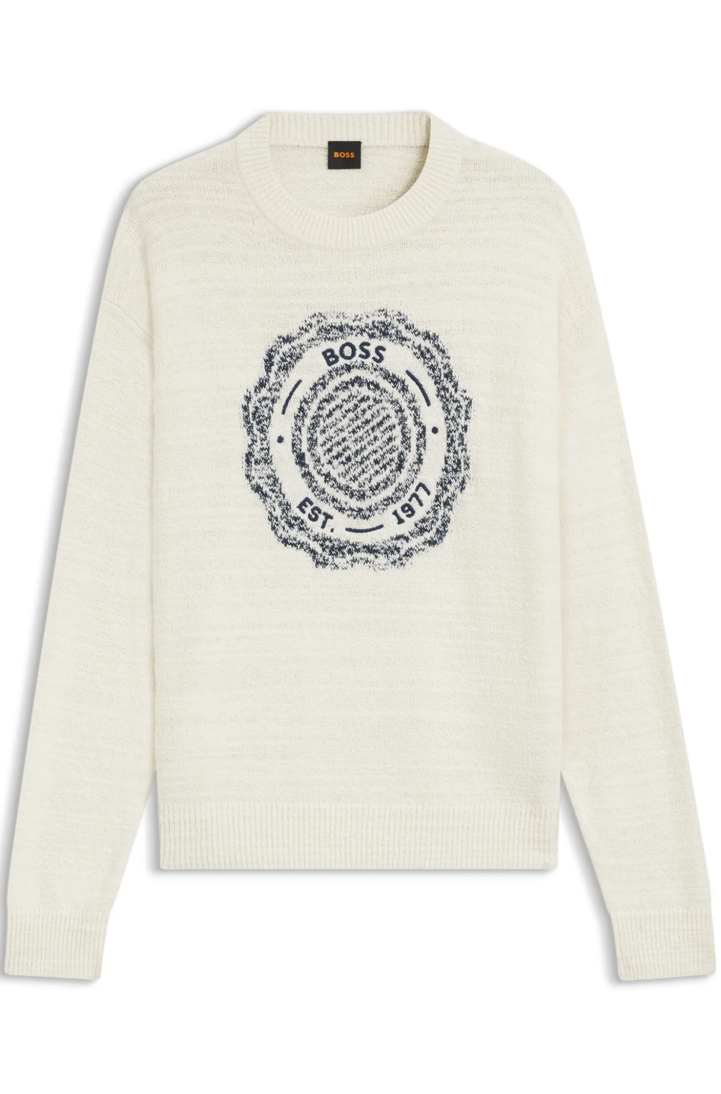 Pullover aus strukturiertem Strick mit Wappen-Logo-Intarsie