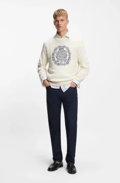Pullover aus strukturiertem Strick mit Wappen-Logo-Intarsie