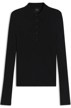 Pullover aus transparentem Woll-Mix mit Polokragen