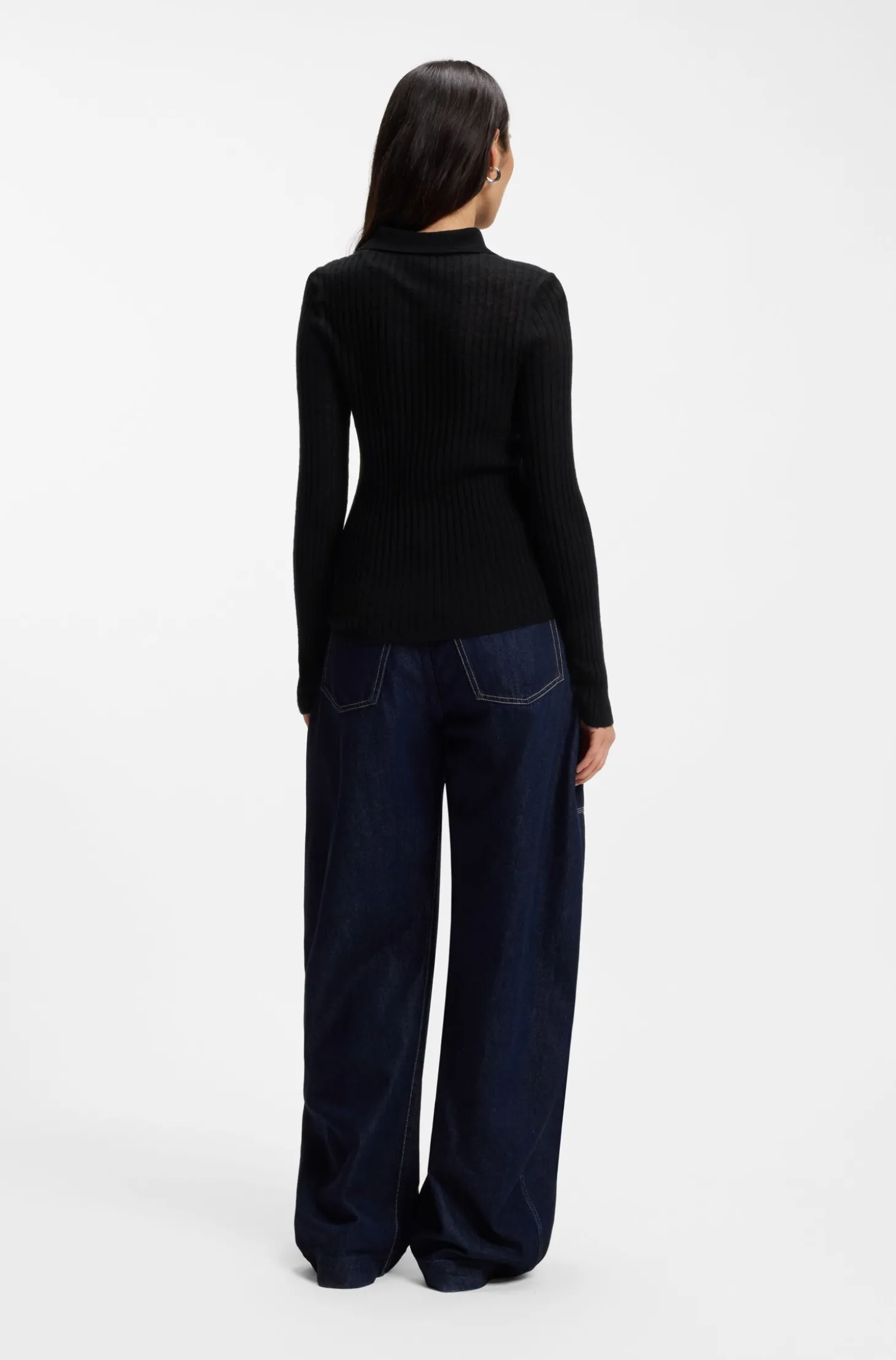 Pullover aus transparentem Woll-Mix mit Polokragen