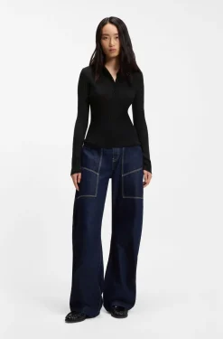 Pullover aus transparentem Woll-Mix mit Polokragen
