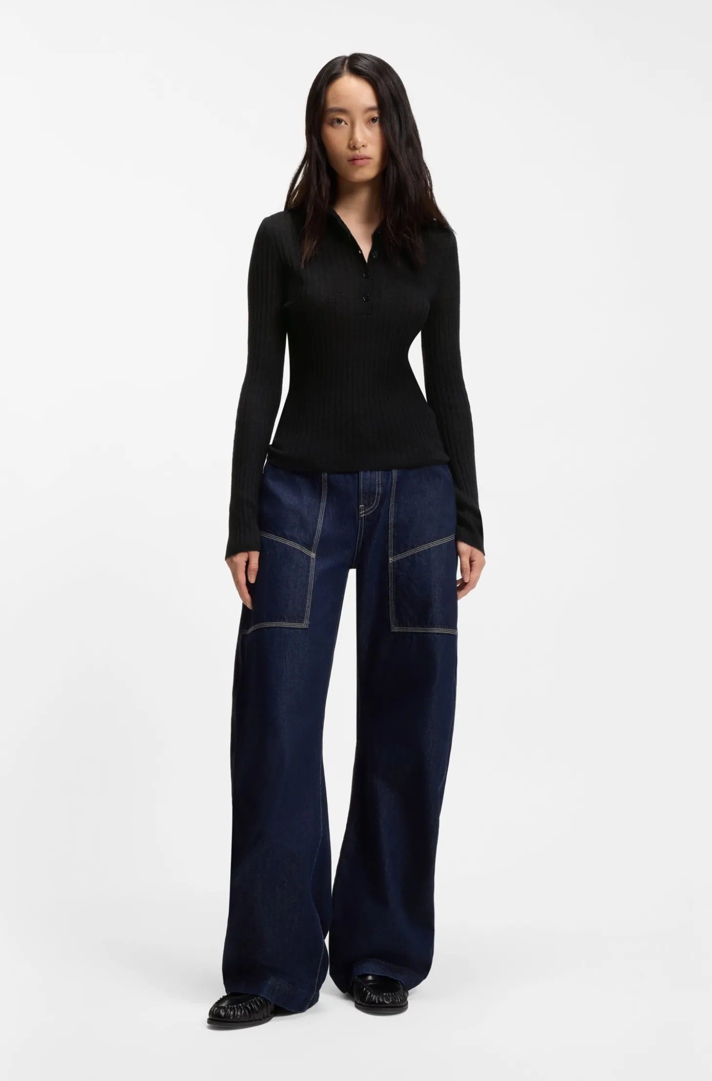 Pullover aus transparentem Woll-Mix mit Polokragen