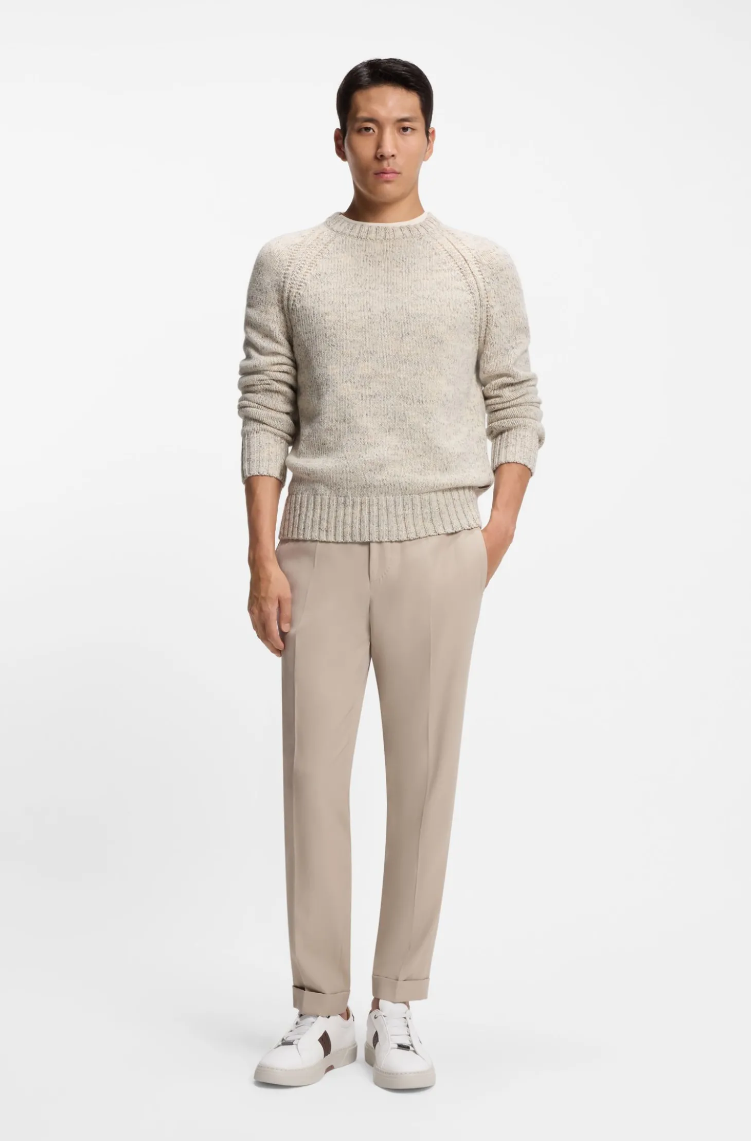 Pullover in Tweed-Optik aus Kaschmir-Mix mit Schurwolle