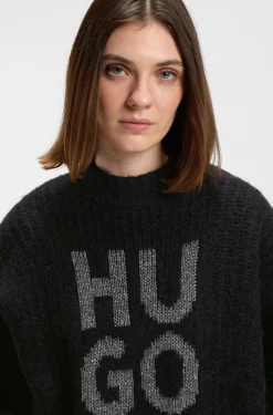 Pullover mit glitzerndem Stack-Logo, Woll- und Alpaka-Anteil