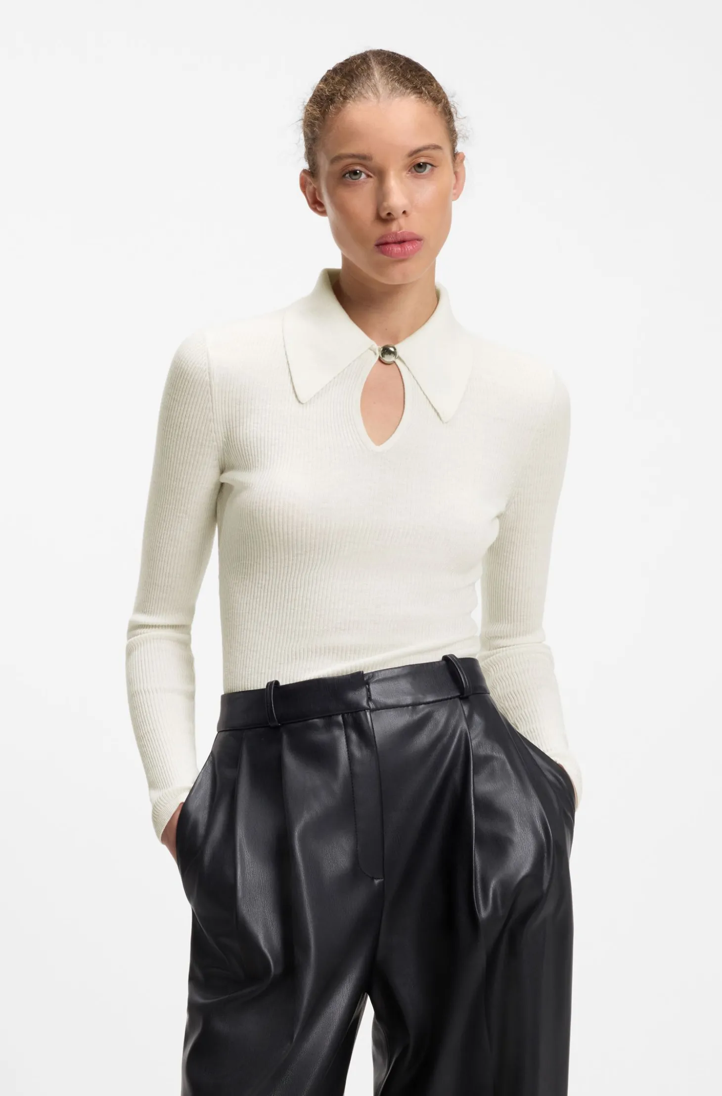 Pullover mit Polokragen aus Woll-Mix mit Kaschmir