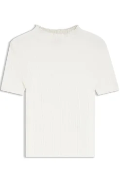 Pullover mit Stehkragen und unregelmäßigem Rippstrick