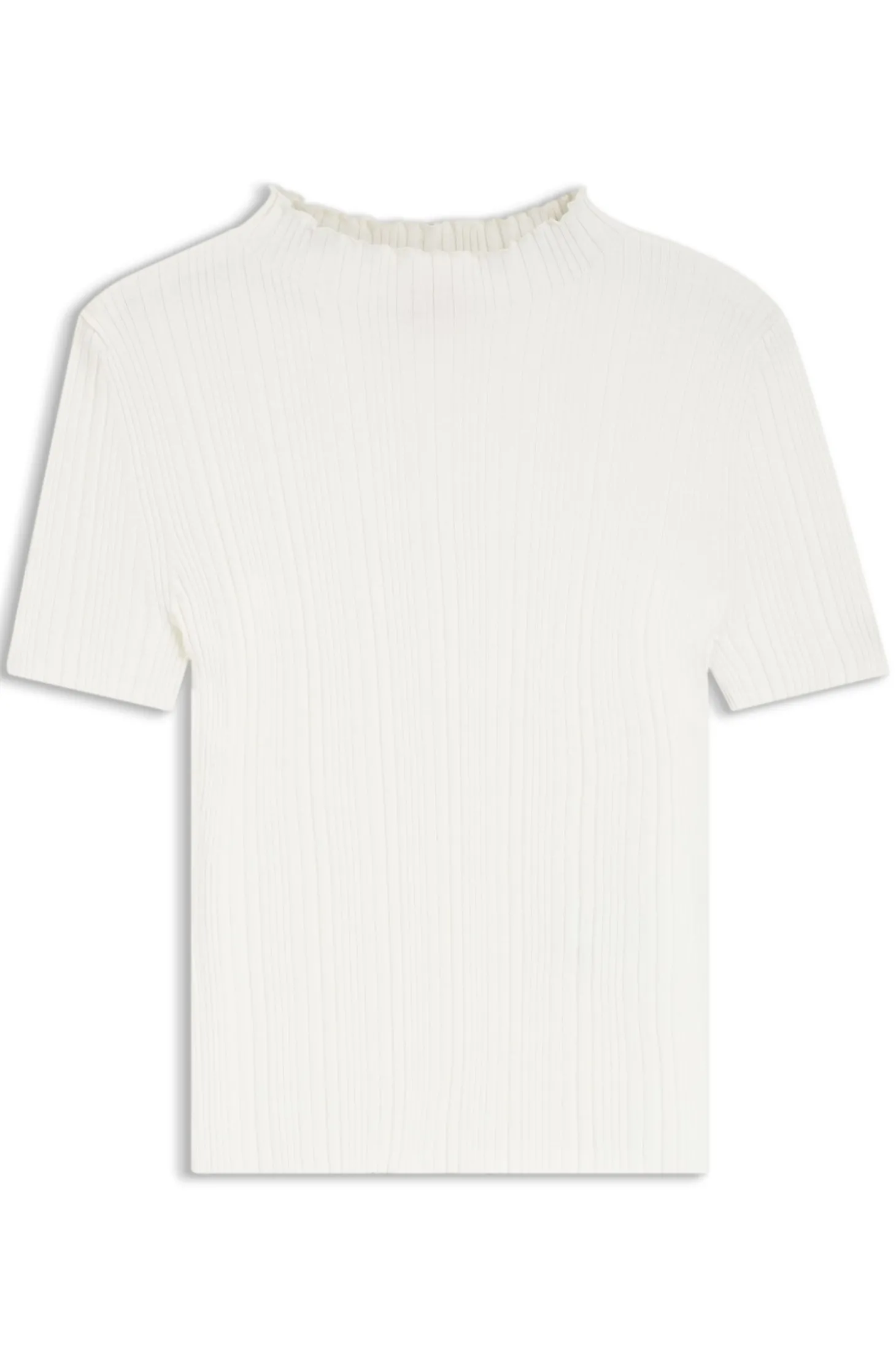 Pullover mit Stehkragen und unregelmäßigem Rippstrick