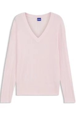Pullover mit V-Ausschnitt und halbtransparenter Struktur