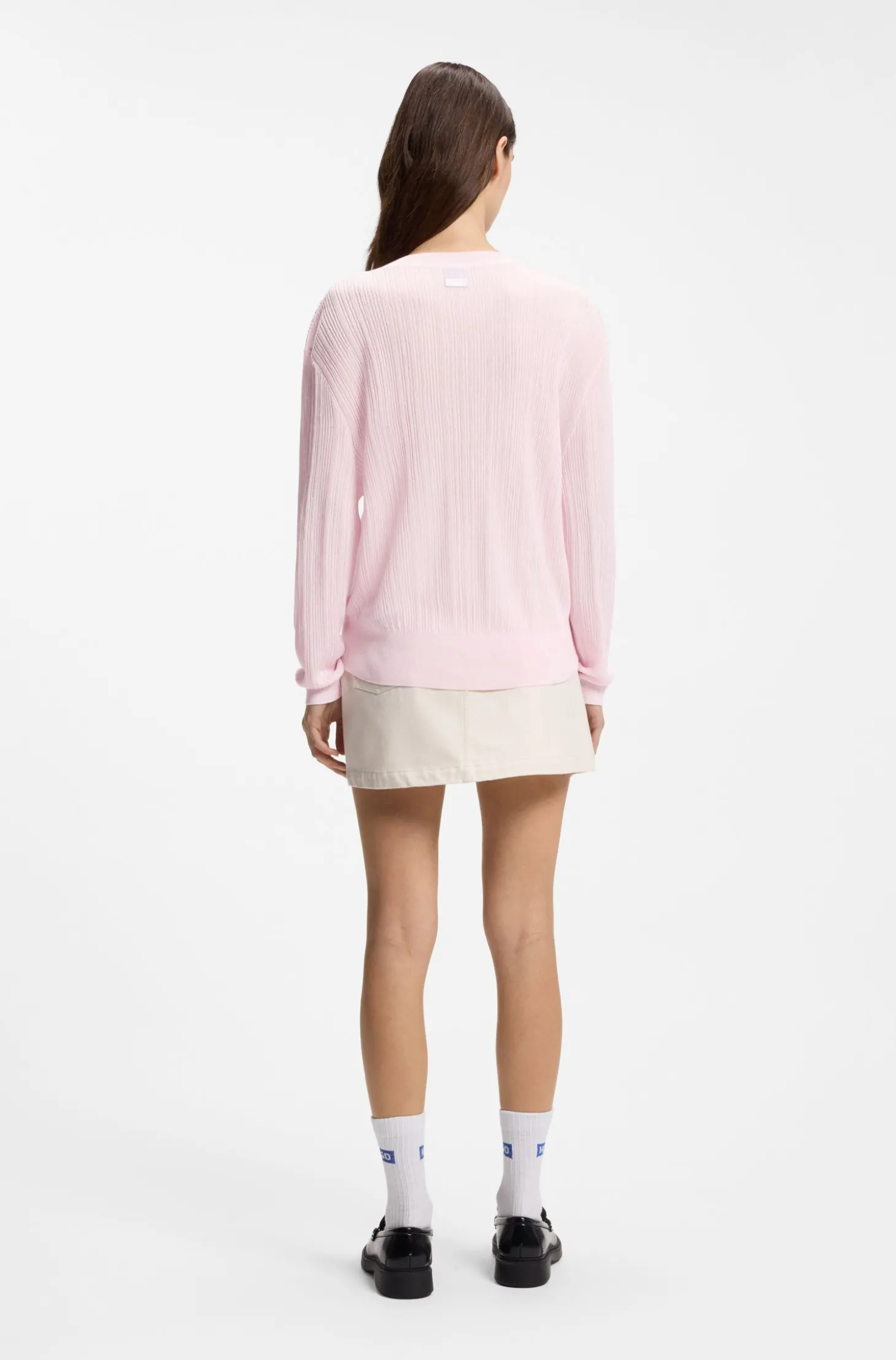 Pullover mit V-Ausschnitt und halbtransparenter Struktur