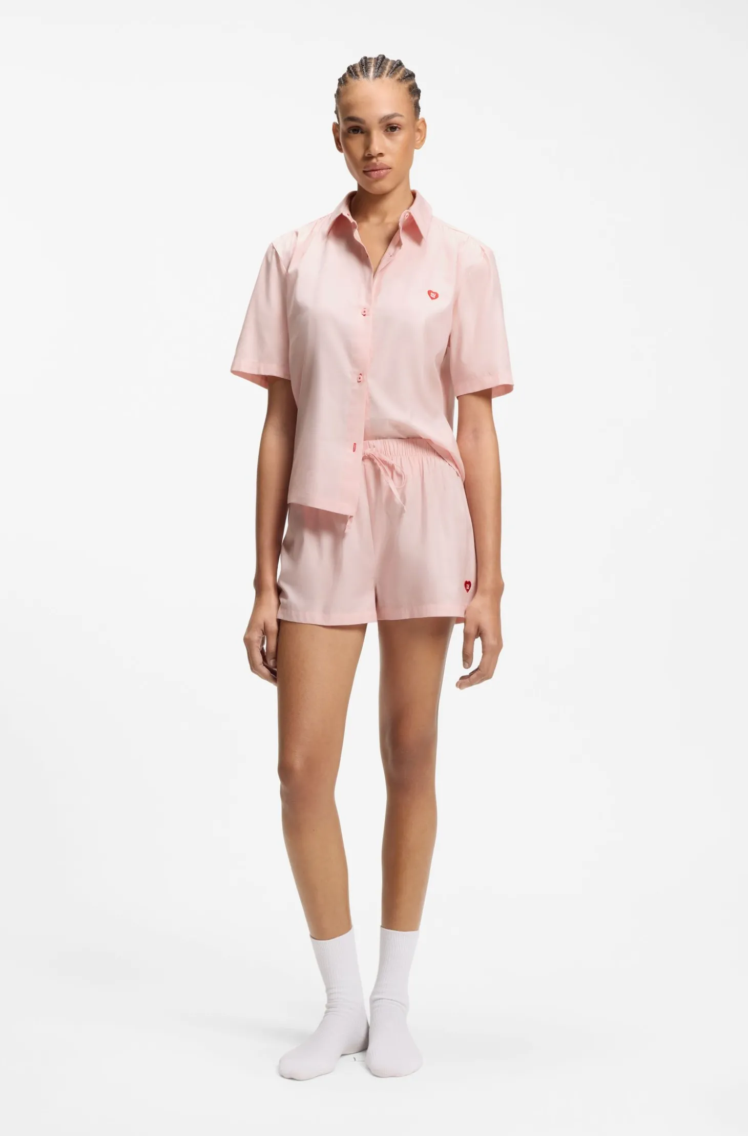 Pyjama aus Baumwoll-Mix mit Herz-Logos