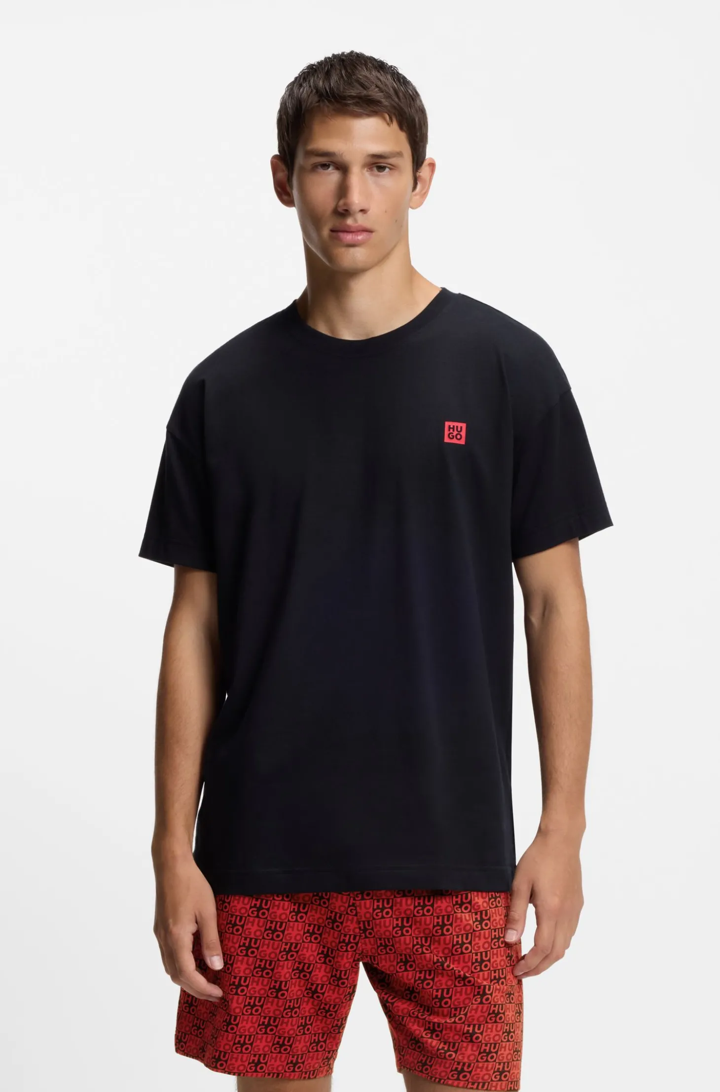 Pyjama aus Stretch-Baumwolle mit Stack-Logos
