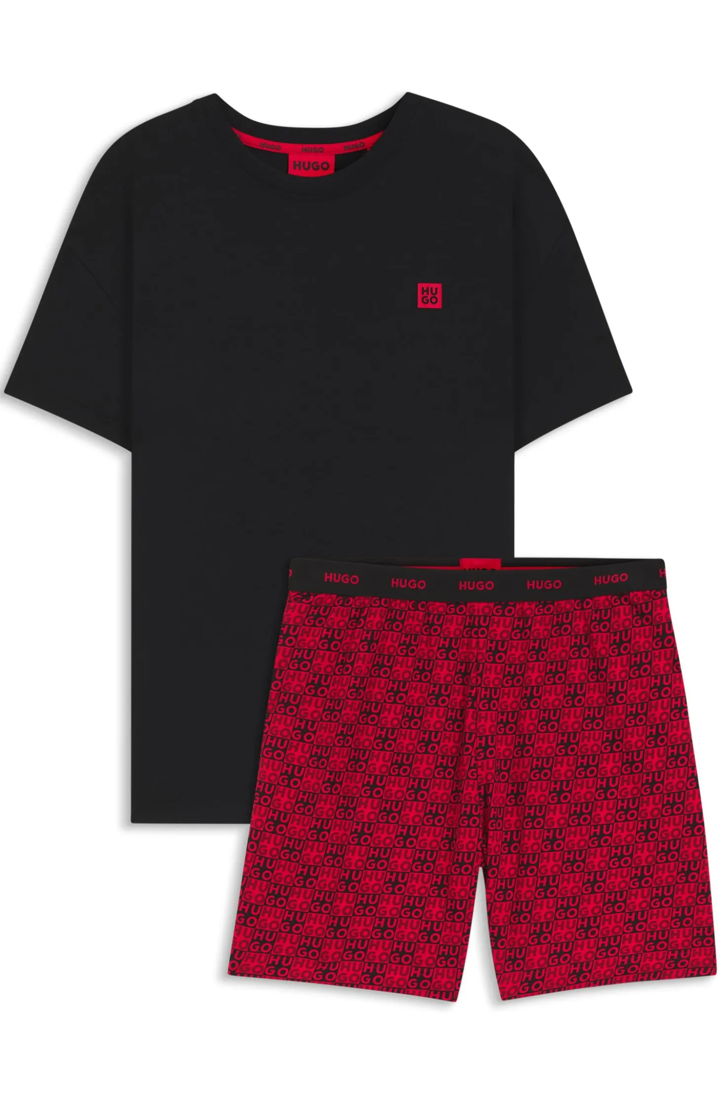 Pyjama aus Stretch-Baumwolle mit Stack-Logos