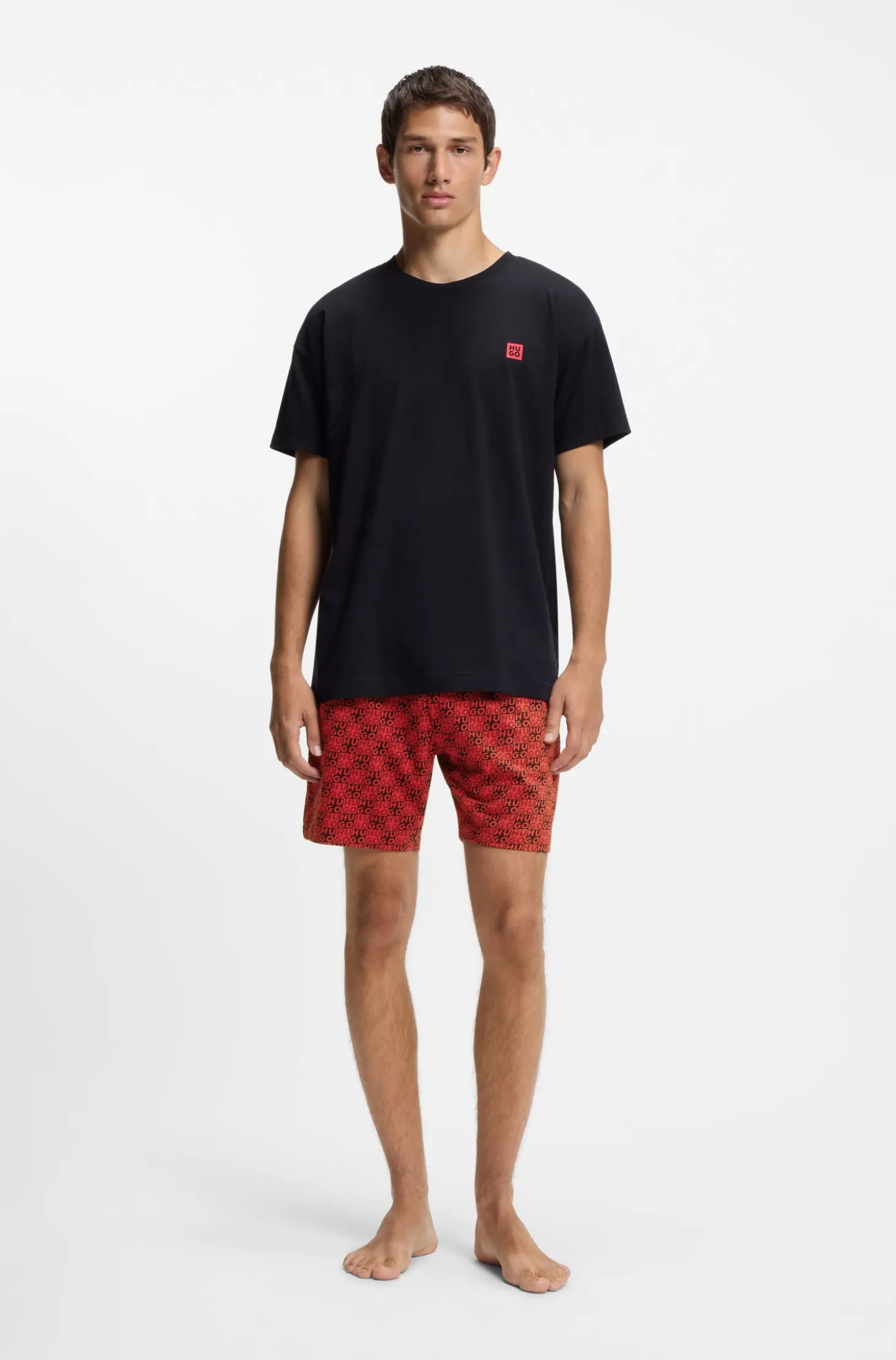 Pyjama aus Stretch-Baumwolle mit Stack-Logos