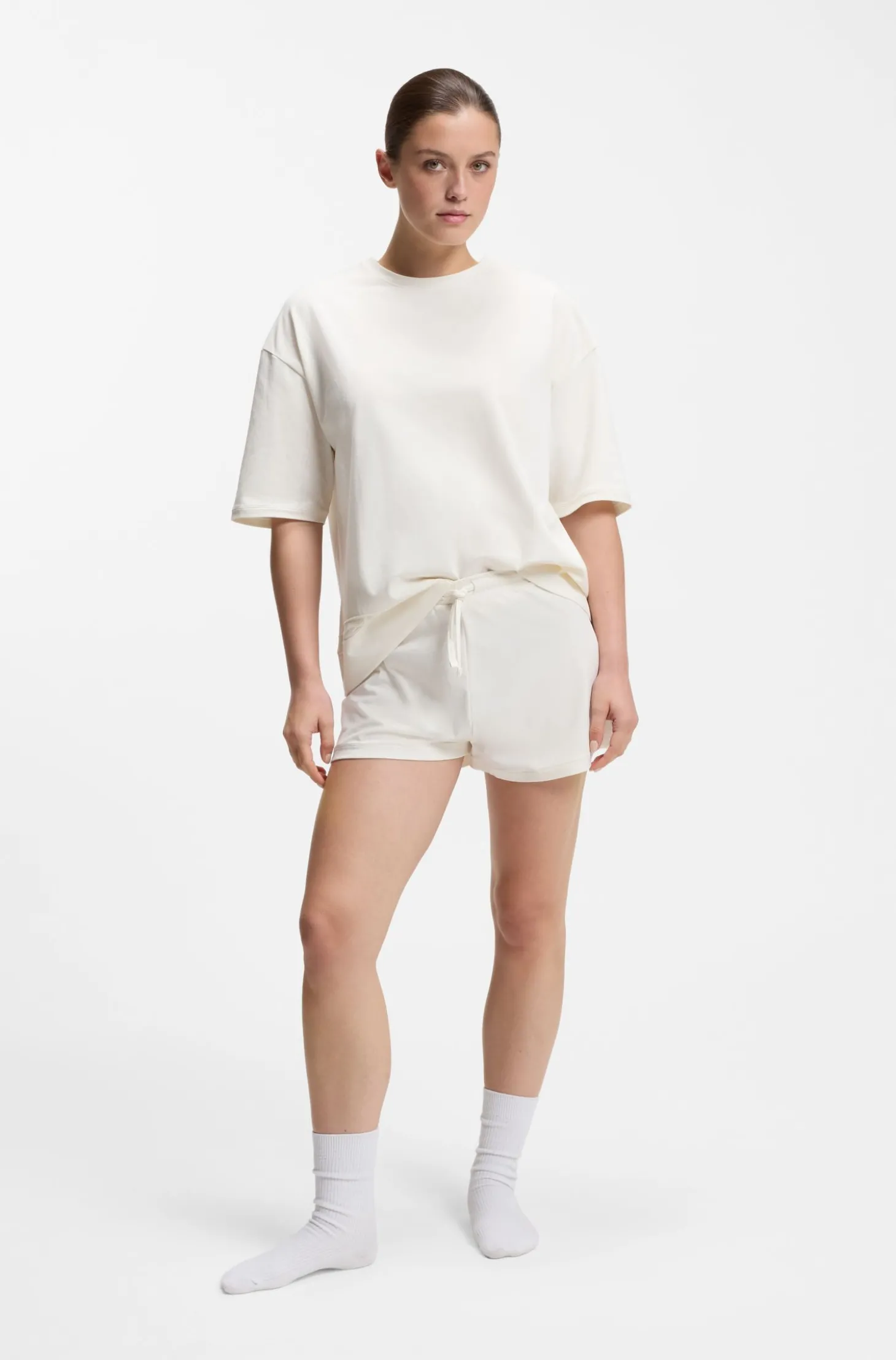 Pyjama aus Stretch-Baumwolle mit Mesh-Logo-Einsätzen