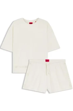 Pyjama aus Stretch-Baumwolle mit Mesh-Logo-Einsätzen