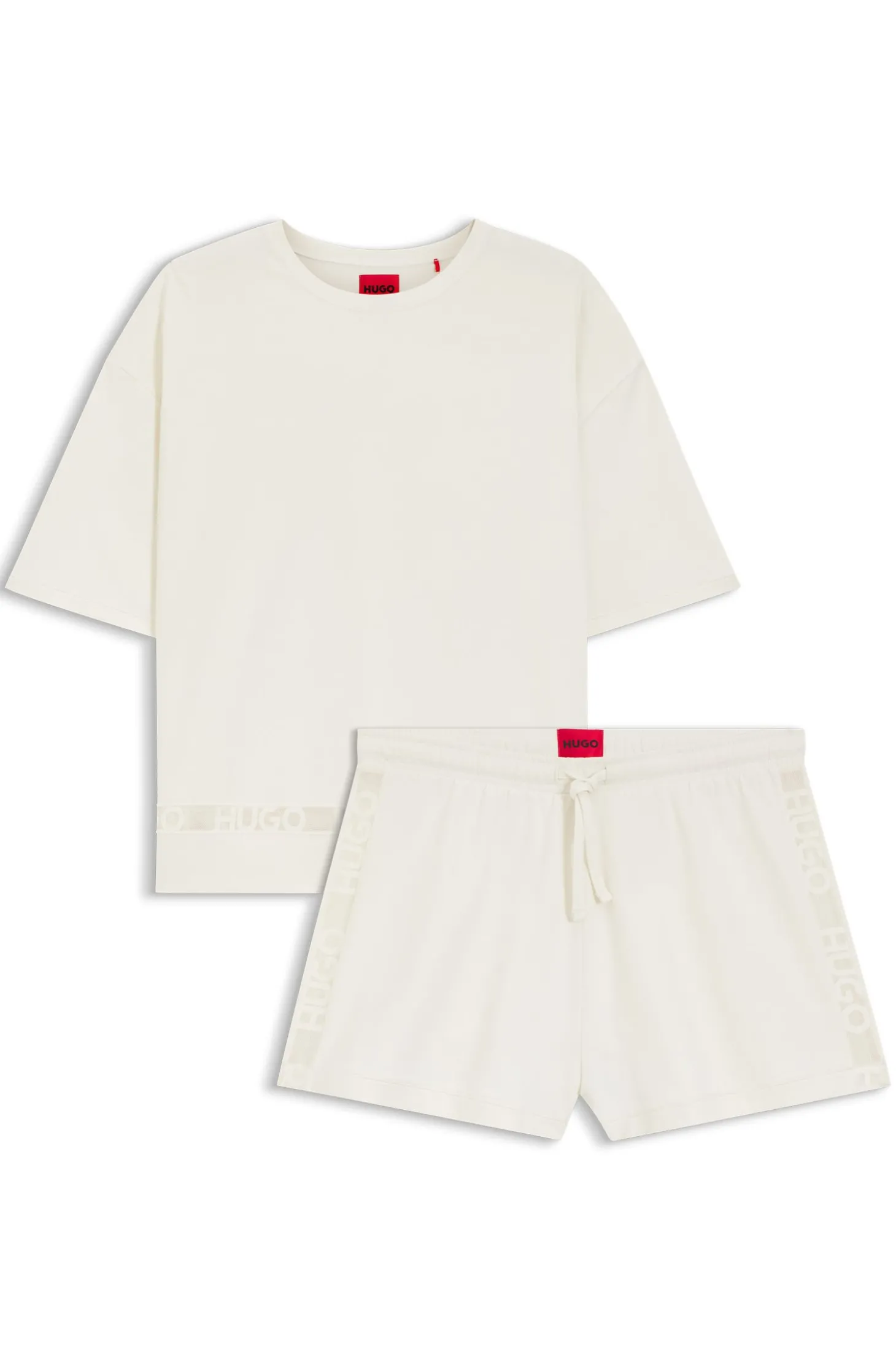 Pyjama aus Stretch-Baumwolle mit Mesh-Logo-Einsätzen
