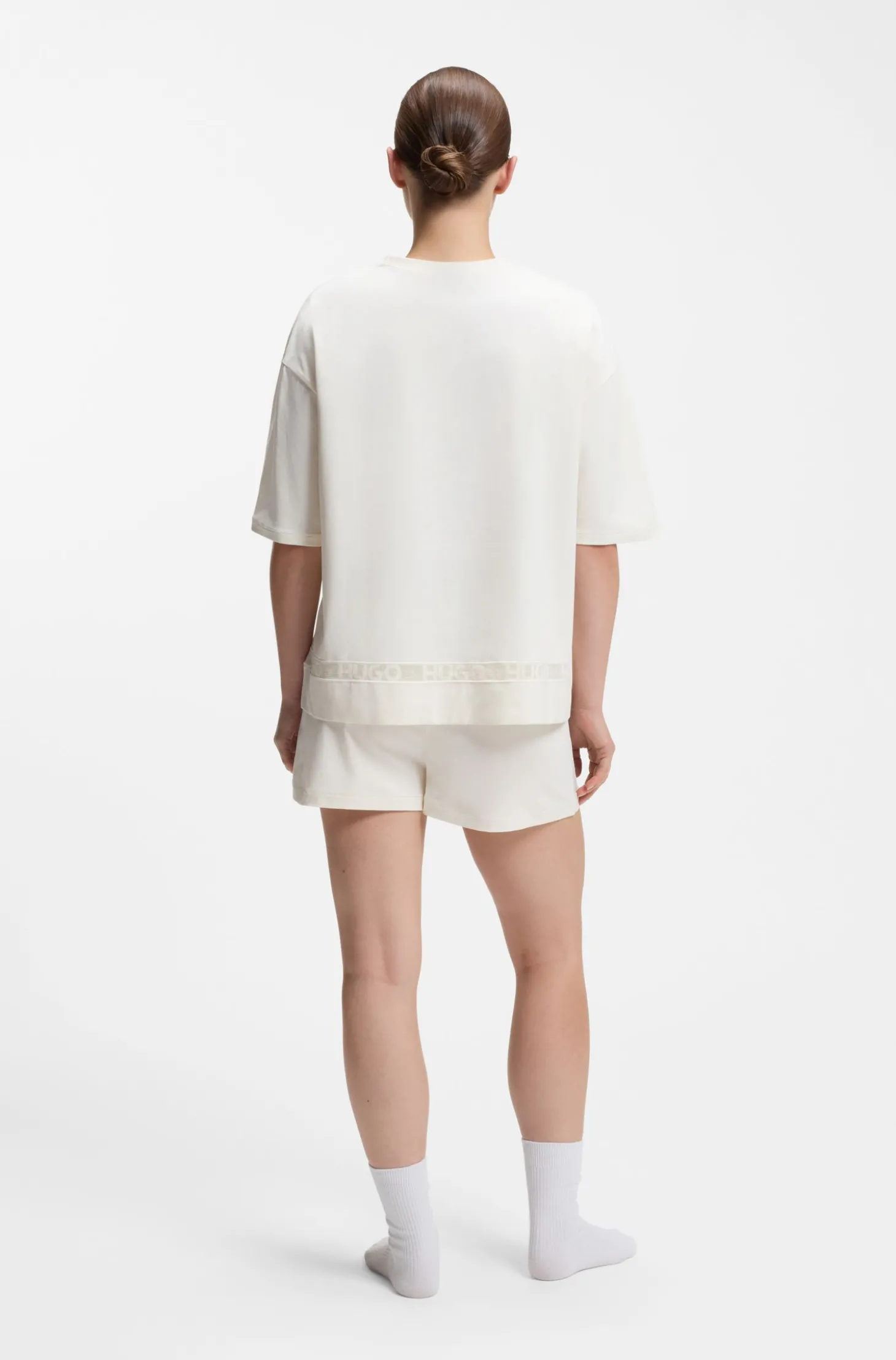 Pyjama aus Stretch-Baumwolle mit Mesh-Logo-Einsätzen