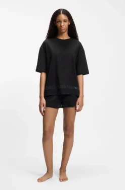 Pyjama aus Stretch-Baumwolle mit Mesh-Logo-Einsätzen
