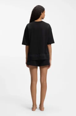 Pyjama aus Stretch-Baumwolle mit Mesh-Logo-Einsätzen