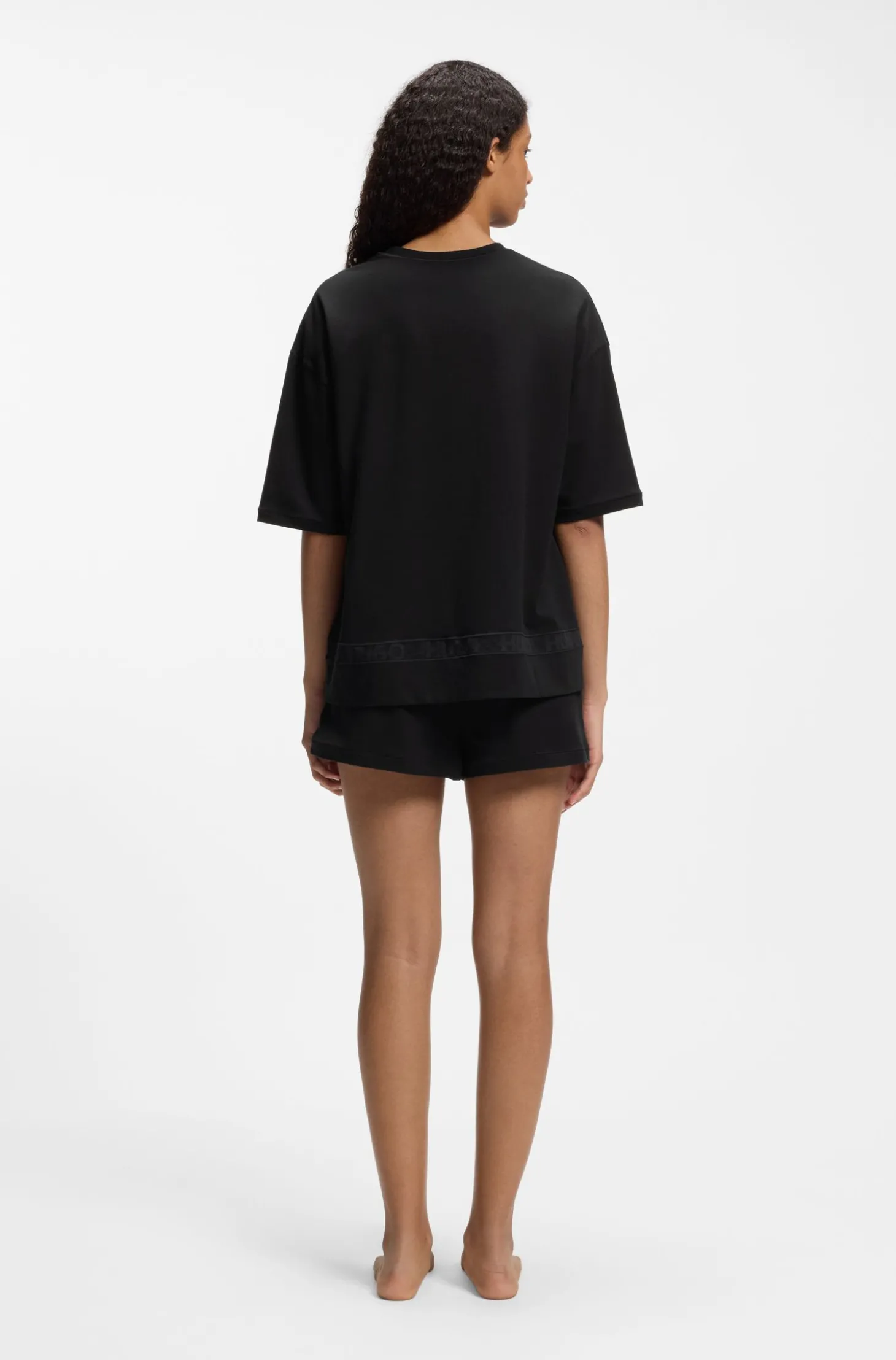 Pyjama aus Stretch-Baumwolle mit Mesh-Logo-Einsätzen