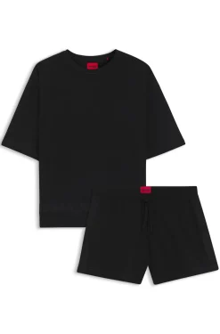 Pyjama aus Stretch-Baumwolle mit Mesh-Logo-Einsätzen