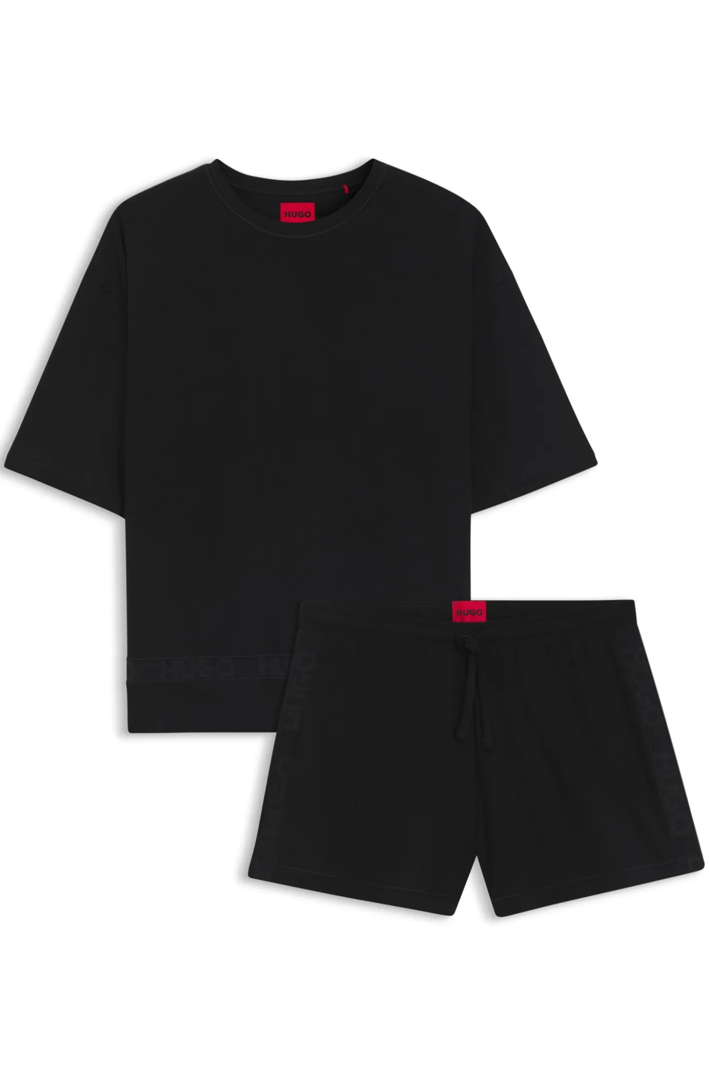 Pyjama aus Stretch-Baumwolle mit Mesh-Logo-Einsätzen