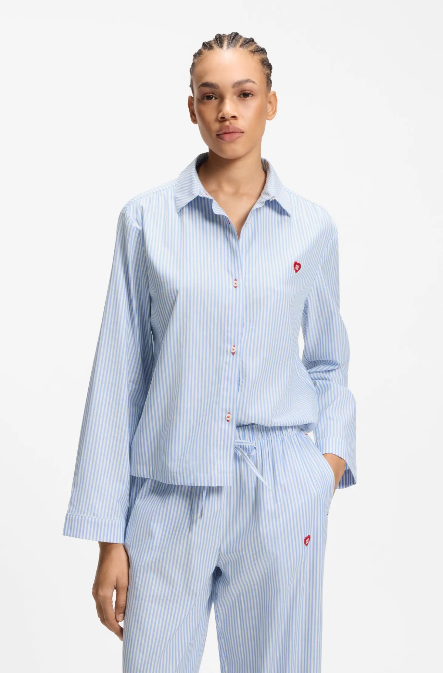 Pyjama-Hemd aus Baumwoll-Mix mit Herz-Logo
