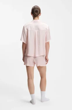 Pyjamahemd aus Satin mit Monogramm-Jacquard