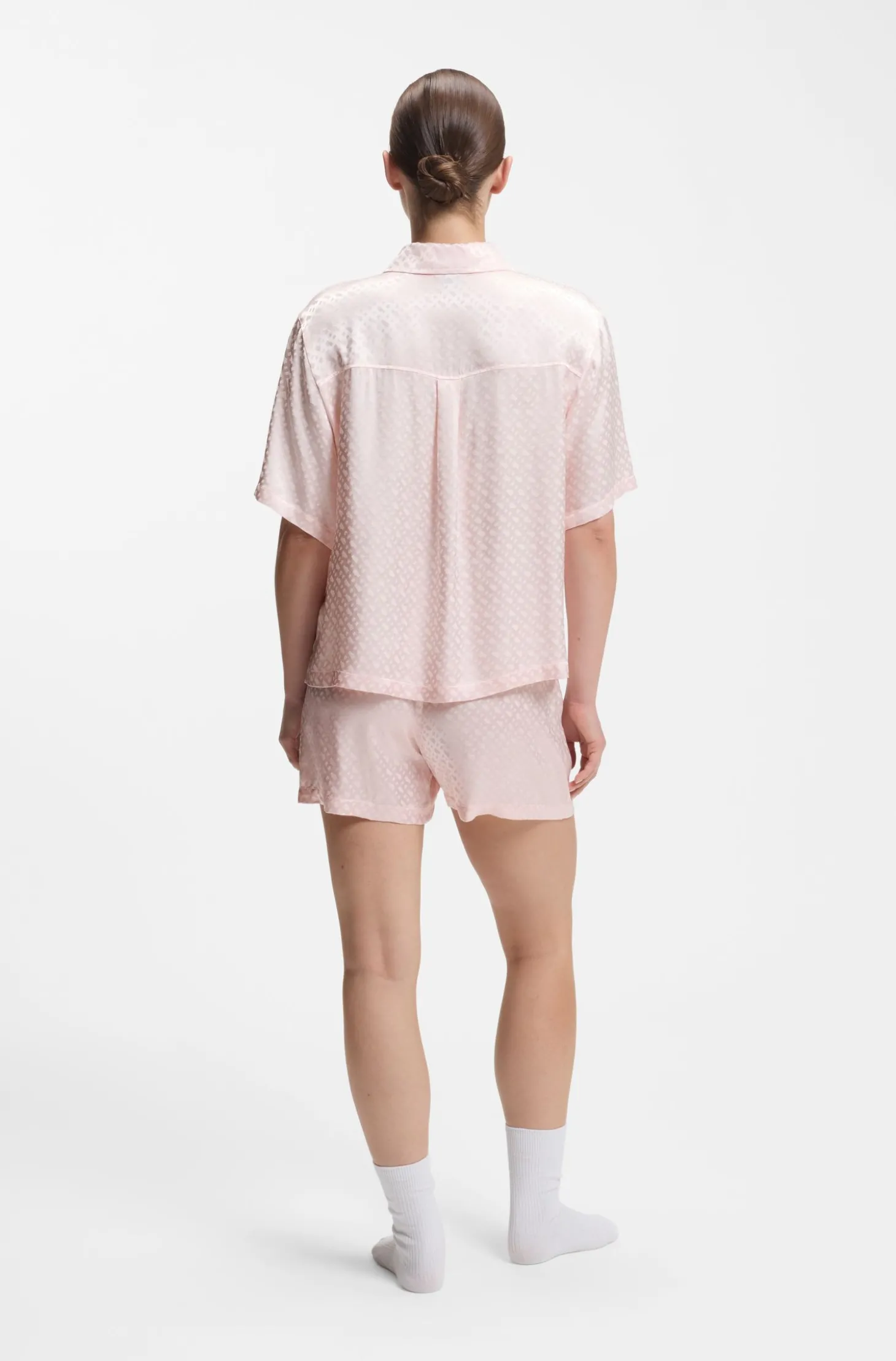Pyjamahemd aus Satin mit Monogramm-Jacquard