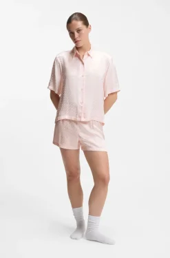 Pyjamahemd aus Satin mit Monogramm-Jacquard