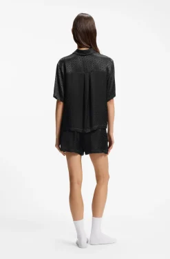 Pyjamahemd aus Satin mit Monogramm-Jacquard