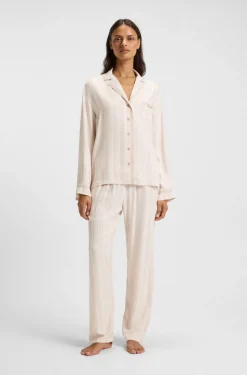 Pyjama-Hemd mit Streifen-Dessin und Logo-Besatz