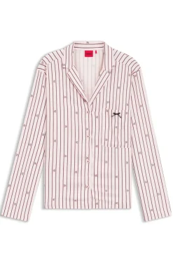 Pyjama-Hemd mit Streifen und gestapelten Logos